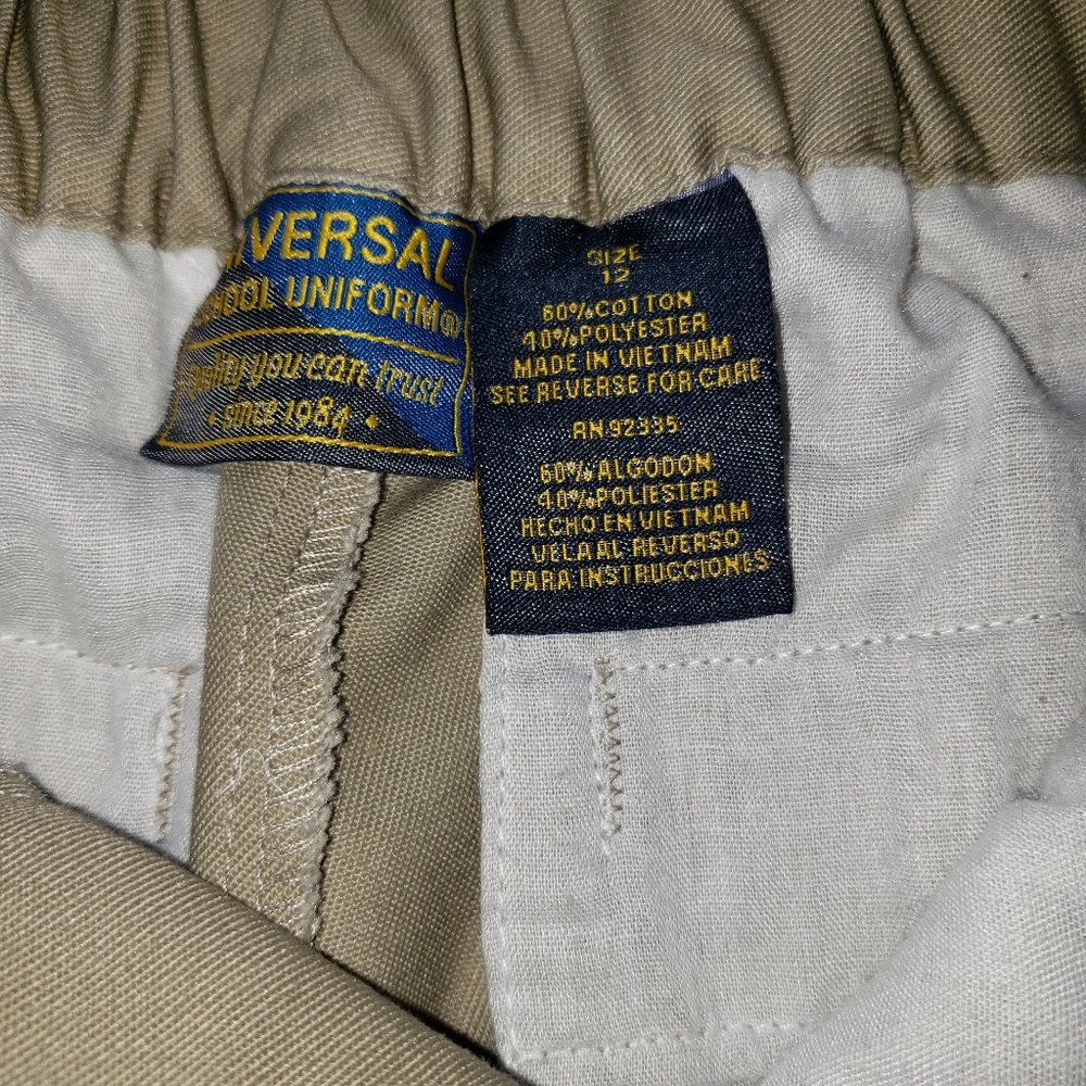 Khaki pleated front universal uniform shorts